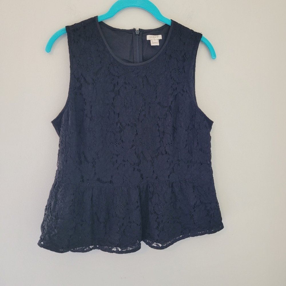 J. Crew Factory Black Lace Peplum Tank
